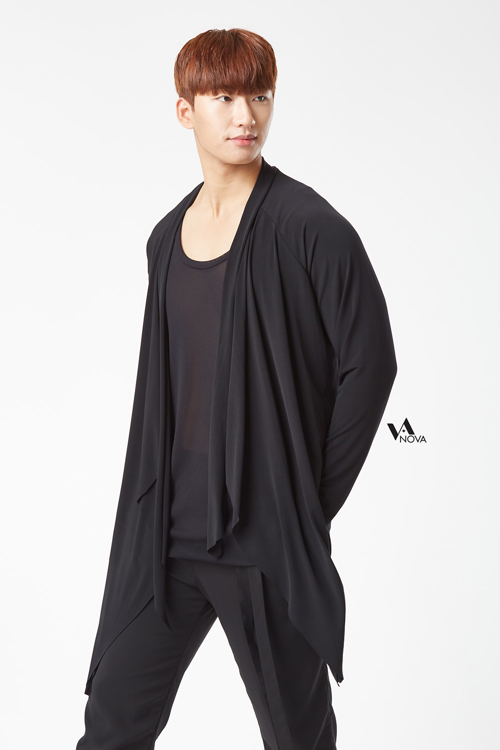 Men's Mid-length Black Cardigan