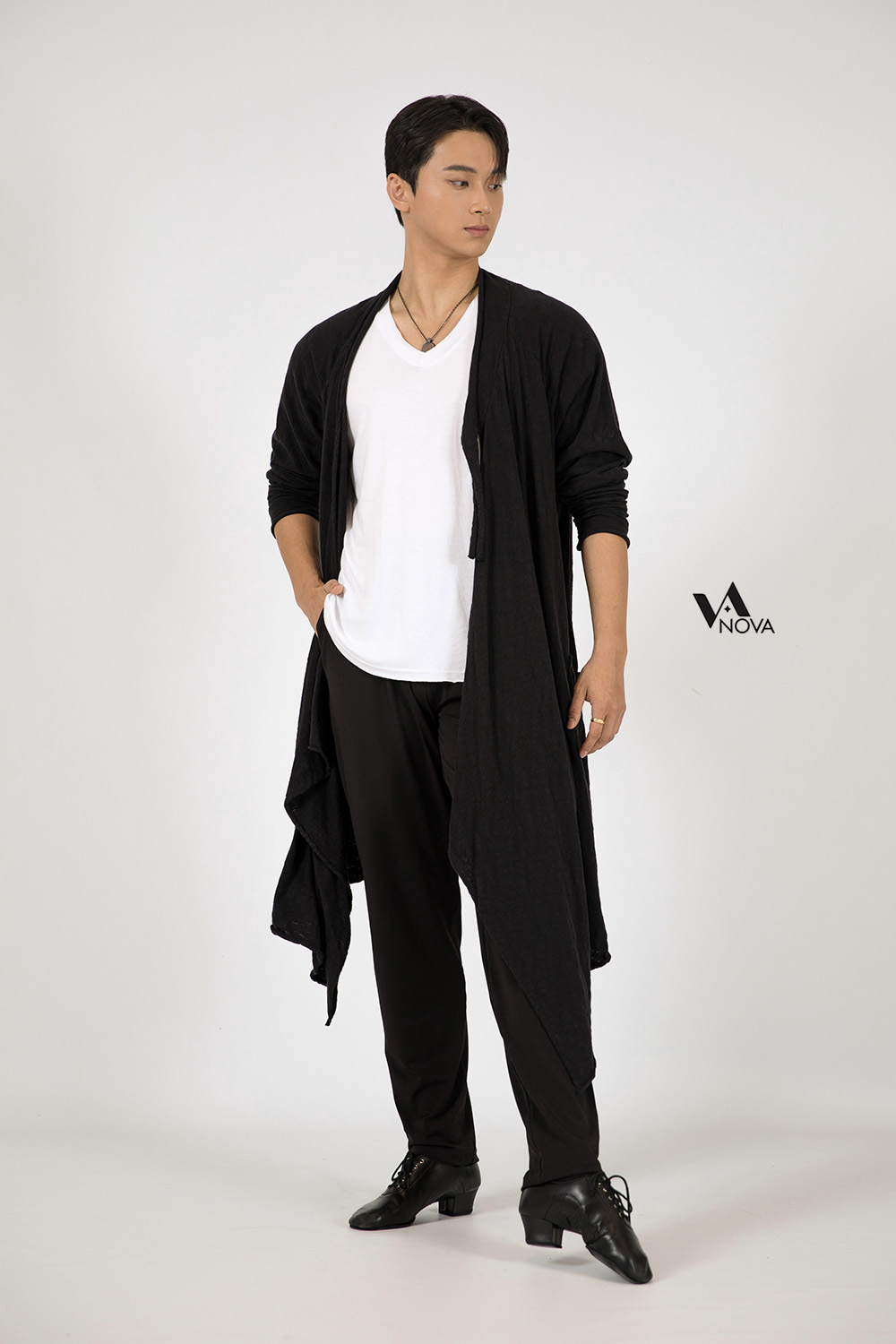 Men's Long Black Cardigan