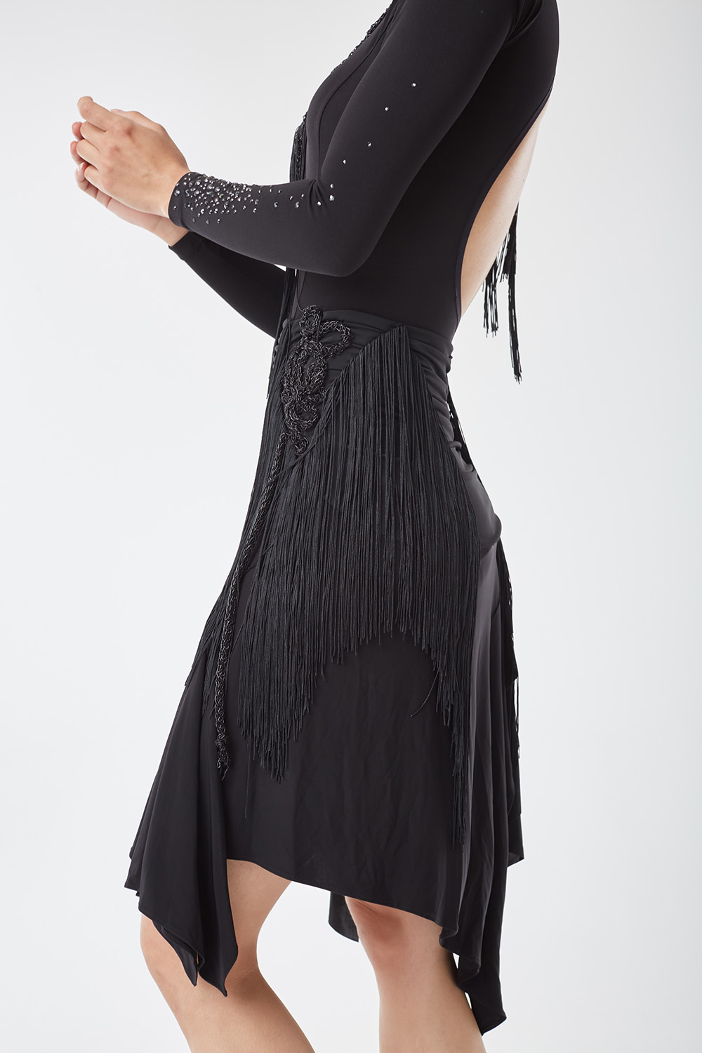 Backless Black Mid-length Dress