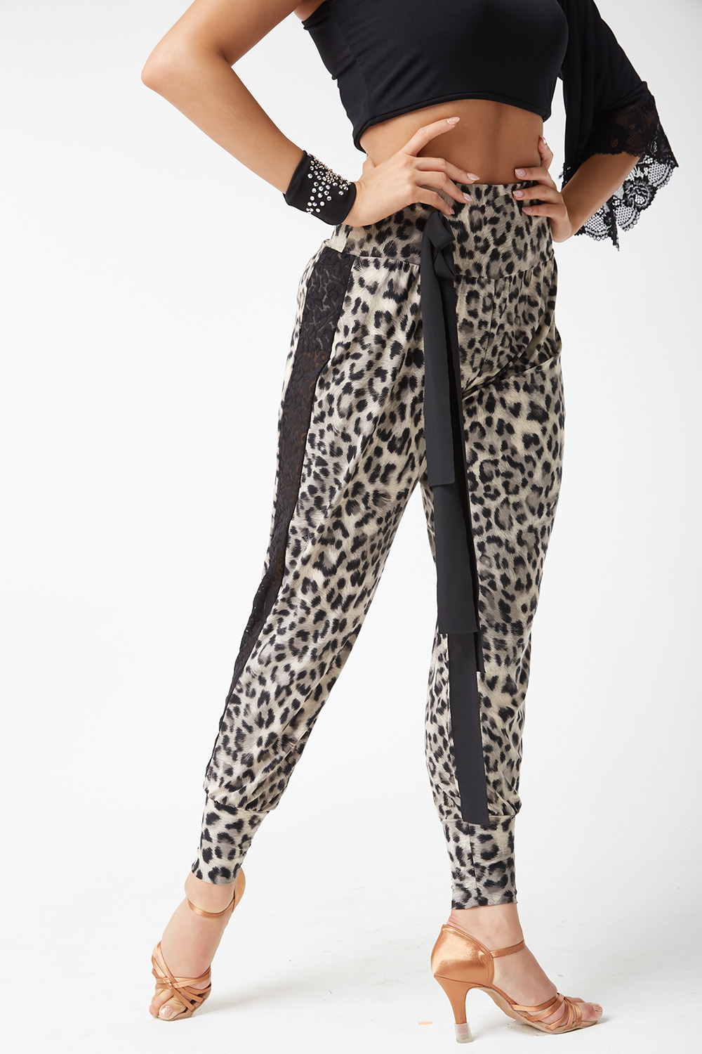 Leopard Print Jogger Pants with Side Details